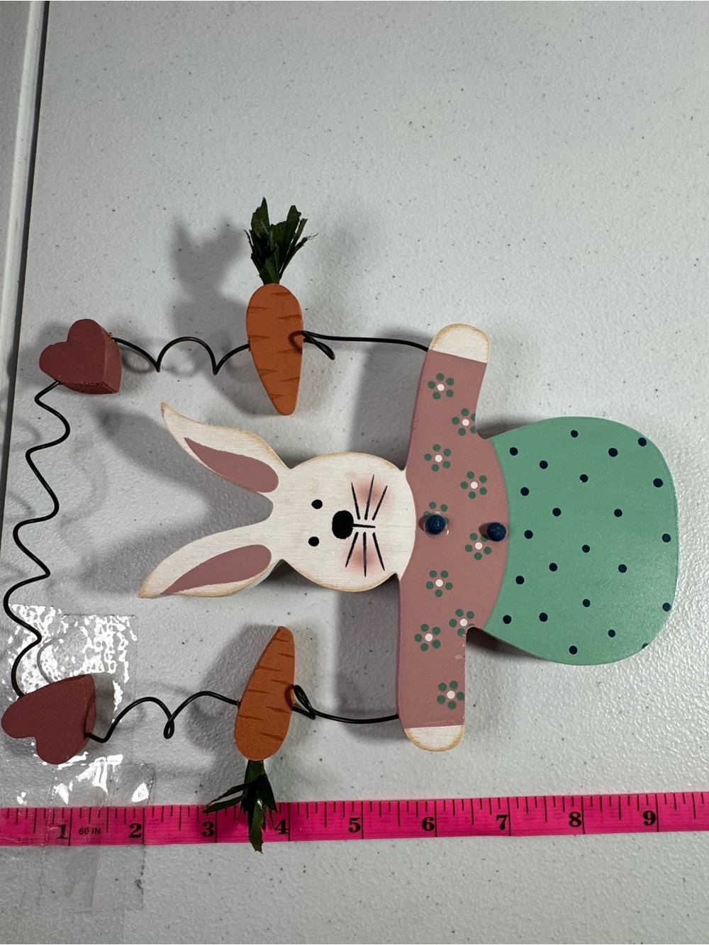 Whimsical Bunny Wall Decor in Green and Pink